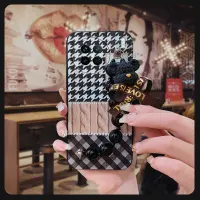 Solid color Skin feel silicone Phone Case For VIVO X90 5G/V2241A Nordic style high-grade Black pearl pendant Cartoon