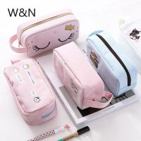 【CW】 School Pencil Case Cat Pencil Case for Girls Boy Big capacity Canvas Pencil Bag Storage Bag Pen Pouch School Supplies Stationery