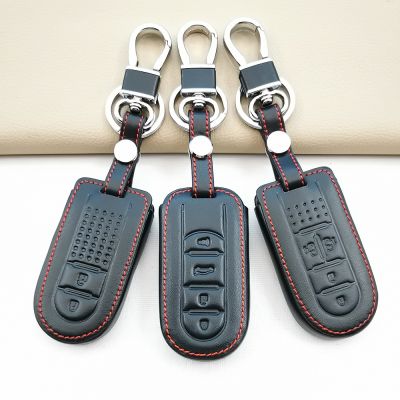 ℗ Fashion Style Leather Car Key Cover for Toyota Rush Daihatsu Tanto LA600S LA800S LA610S Perodua Smart Case 2/4 Buttons Keychain