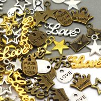 Gold Silver Bronze Metal Labels Handmade Tags for Clothing Star Crown Love Alloy Charm Hand Made With Love Label DIY Bracelet Stickers Labels