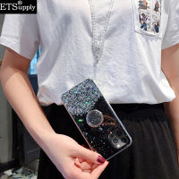 เคสโทรศัพท์ Realme มีกลิตเตอร์เนื้อนุ่มมีที่ยึดด้านหลังแบบใสมีห่วงฝาหลังสำหรับหญิงสาวพระจันทร์ Realme เคส11X