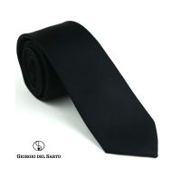 Giorgio Del Sarto Necktie 6.5 cm Silk Black with Fabric Texture เนคไทผ้าไหมสีดำมีเท็กเจอร์