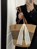 Uniqlo New Fashion version Tangzhu large-capacity bag womens tote bag summer straw bag 2023 new style trendy vegetable basket bag commuter shoulder bag