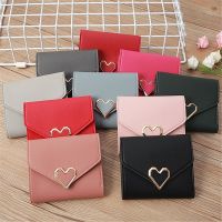 Short Wallet Women Heart-Shaped Small Wallets Square Trifold Coin Purse PU Leather Card Holder Lady Pocket Coin Money Bag Clutch Wallets