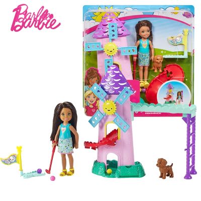 ตุ๊กตา Barbie 2019ตัวน้อยเคลลี่ชุดกอล์ฟเล็กเด็กผู้หญิงน่ารักกีฬากลางแจ้งที่น่ารักของเด็กผู้หญิงของเล่นสำหรับเด็กวันเกิด FRL85โบนแคส