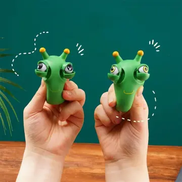 Funny Grass Worm Squeeze Toys Eye Popping Worm Anxiety Sensory Fidget Toys  Gifts