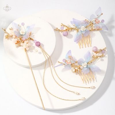 Chinese Ancient Style Jewelry Exquisite Hanfu Headdress Flower Tassel Hairpin Jewelry Vintage Hair Clip Daily Wear 5211059❍✶∈