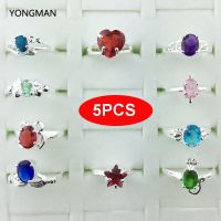 {BUSA Fashion Accessories} YONGMAN ขายส่งจำนวนมาก5ชิ้นเงินแท้925แบบผสม CZ แหวนขนาด6 9