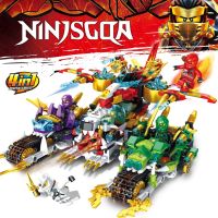 Legoing Ninjago ชุด4 In 1นินจามอเตอร์รถม้ารถรุ่นสำเร็จรูป Legoing เข้ากันได้นินจาอิฐเด็ก Diy ของเล่นการศึกษา G Fits