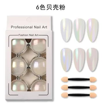 6 Color Chrome Nail Art Powder Sets Aurora Nail Art Glitter Nude