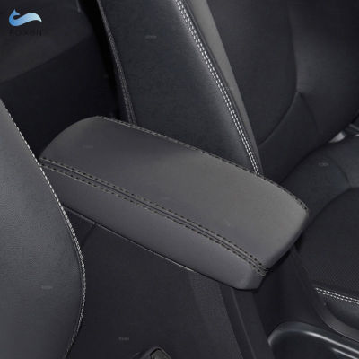 หนังไมโครไฟเบอร์สีดำอุปกรณ์เสริมในรถยนต์ภายในศูนย์ควบคุมที่เท้าแขนกล่องครอบตัดสำหรับ Toyota Corolla 2021