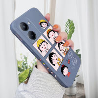 เคสโทรศัพท์ PMP สำหรับ Realme 10 Realme 10 4G เคส C33 Realme การ์ตูนน่ารักอะนิเมะ Chibi Maruko-Chan เคสโทรศัพท์ดีไซน์ลายขอบสี่เหลี่ยมปลอกซิลิโคนเหลวคลุมทั้งหมดปกป้องกล้อง