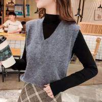 Activity Price * Korean Style Loose All-Match Knitted Collar Sweater Vests