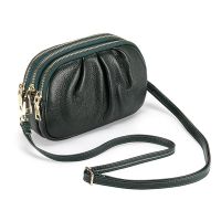 PU Leather Female Small Bag Messenger Bag Wrinkle Soft Leather Large Capacity Three-Layer Zipper Shoulder Bag