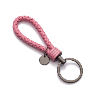 2021Handmade Braid Real Sheepskin Leather Woven Rope Keychain Wrist Rope Couple Key Chain Llavero Key Ring Key Holder Car Pendant