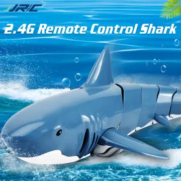 2.4G Remote Control Shark,Simulation Light Remote Control Shark Boat  Toy,Swimming Pool Bathroom Toy,Electronic Fish Simulation Animal Water  Toys,Black 