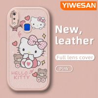 YIWESAN เคสสำหรับ Vivo Y91 Y1s Y91C Y91i Y95ลายการ์ตูนรูปหมี Hello Kitty บางดีไซน์ใหม่นุ่มหนังซิลิกาเคสโทรศัพท์เจลฝาปิดเลนส์เต็มรูปแบบกล้องเคสกันกระแทกกันกระแทก