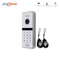 Jeatone วิดีโอกริ่งประตู4สายสำหรับระบบอินเตอร์คอมวิดีโอปลดล็อครหัสผ่าน4Pin การปัดแผงโทร FHD 1080P IP65 84207กันน้ำ