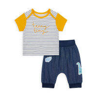 เซตเสื้อและกางเกจ๊อกเกอร์เด็กทารก Mothercare dino and friends top and denim joggers set YC281