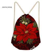 Advocator poinsettia ดอกไม้3D การออกแบบถุง drawstring สำหรับผู้หญิงกันน้ำกีฬากระเป๋าเป้สะพายหลังรองเท้ากระเป๋ากระเป๋าเป้สะพายหลังสตริง