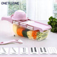 Onetwone 6 In1สีชมพูครัวอเนกประสงค์ผักขูดผลไม้เครื่องมือเครื่องบดมันฝรั่งเครื่องบดที่หั่นสไลด์ผักที่ขูดแครอท