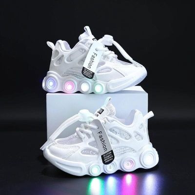 Kids Shoes Boys Sneakers Leather Waterproof Air Mesh Shoes White Children Sport Running Girls Sneaker Teen Brand School Trainers