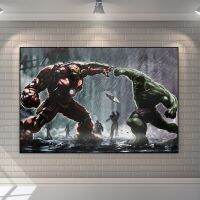 โปสเตอร์ภาพยนตร์ Hulk VS Iron Man-Avengers Canvas Wall Art Living Room Home Decor