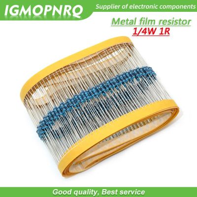 100pcs Metal film resistor Five color ring Weaving 1/4W 0.25W 1% 1R 1 ohm 1ohm