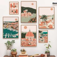 Boho Santorini โมร็อกโก Gate Travel โปสเตอร์และ Printmaking Wall Art ภาพวาดผ้าใบ Nordic ห้องนั่งเล่นตกแต่งภาพ New