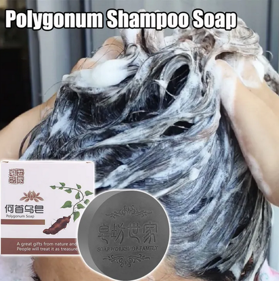 Organic Polygonum Dark Hair Soap bar Shou Wu Herbal hair growth anti