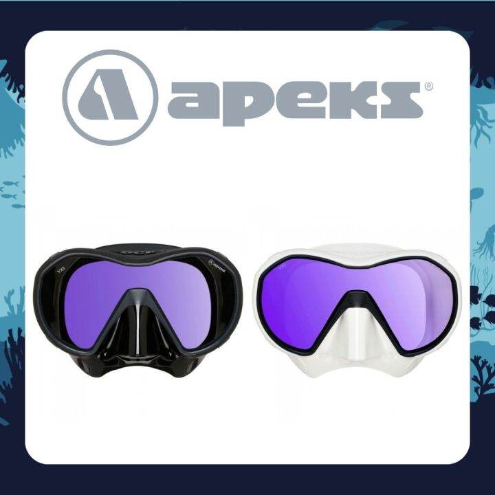 apeks-vx1-uv-cut-black-white-scuba-diving-mask-lightweight-frameless-pure-clear-lens-low-volume-design