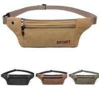 Men Running  Purses Casual Durable Fanny Waist Pack Male Waist Bags Belt Canvas Hip Bum Military Bag Pouch Three Zipper Pocket Running Belt