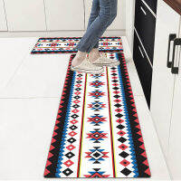 1PCS hnic Kitchen Car Boho Style PVC Waterproof Oilproof Kitchen Car PU Leather Doormat Living Room Bedroom Hallway Rug