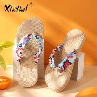 Flip-flops female new summer sunflower slippers to outside Bohemia thick straw grain beach shoes