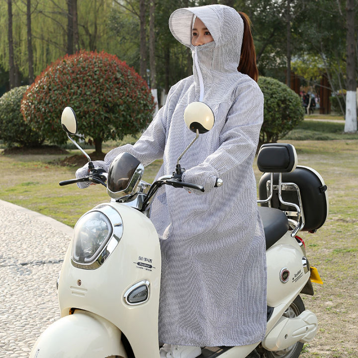 เสื้อผ้ากันแดดสำหรับขี่จักรยานไฟฟ้า-เต็มรูปแบบป้องกันแสงแดดสำหรับผู้หญิงเสื้อผ้าคุณภาพสูงทันสมัยแบตเตอรี่ยาวป้องกันแสงแดด