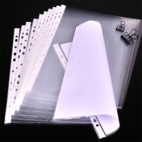 【hot】 100pcs Folders Filing Thin 11Holes Loose Transparent Plastic Punched Pockets File Storage Documents Sheet Protectors