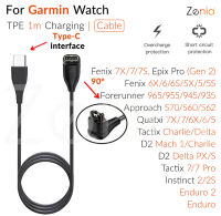 Zenia สมาร์ทนาฬิกาชาร์จอะแดปเตอร์ USB-C Type-C สายชาร์จสำหรับ Garmin Fenix 7X 7 7S 6X 6 6S Pro Sapphire Solar 5X 5 5S Plus Quatix Enduro Approach S70 S60 S62 Instinct 2S 2X Epix Gen 2 Forerunner 955 945 935 745 Tactix D2 Mach 1 Charlie Delta PX S