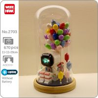 WS 2703 Space Astronaut Spaceman Balloon Led Light Display Cover Wood Base 3D DIY Mini Diamond Blocks Bricks Building Toy In Box