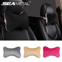 ♕ SEAMETAL Car Neck Pillows Artificial Plush Headrest Universal Auto Breathable Fiber Pillow