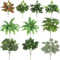 Fake Green Plant Silk Turtle Back Bamboo Persian Leaves Simulation Plants Floral Artificial Leaves Put Bundle Wedding Decoration Artificial Flowers  P