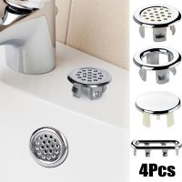 4Pcs Plastic Sink Hole Overflow Cover for Kitchen Bathroom Basin Trim Bath Drain Cap Sink Wash Basin Round Overflow Ring Plug Showerheads