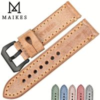 （A New Well Sell ） MAIKES Hot Selling Quality Genuine Leather Watch Band For Dropshipping 22mm 24mm Accessories Watchband Strap