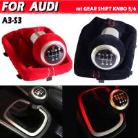 คุณภาพสูง56ความเร็วสีดำสีแดงเกียร์ Shift Knob หนัง Suede Boot สำหรับ Audi A3 S3 2001 2002 2003