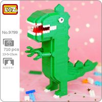 LOZ 9799 Animal World Green Tyrannosaurus Rex Dinosaur Doll 3D Model Mini Diamond Blocks Bricks Building Toy for Children no Box