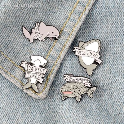 New Protection Marine Brooch Animal Help Me I Am Tired and Depressed Shark Theme Cute Gray Animal Fish Denim Clothing Backp Gift