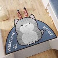 [COD] Web celebrity cartoon cat semicircle door mat wire circle MATS blow sand carpet