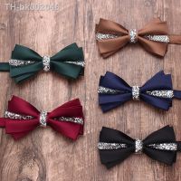 ✷ Solid color diamond-encrusted double-layer business bow tie mens and womens wedding banquet shirt suit accessories bow tie