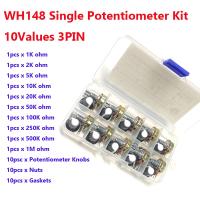 【CW】 10Values WH148 Potentiometer B1K 5K 10K 20K 50K 100K 250K 500K 1M 15mm Resistor Set 3pin With Cap