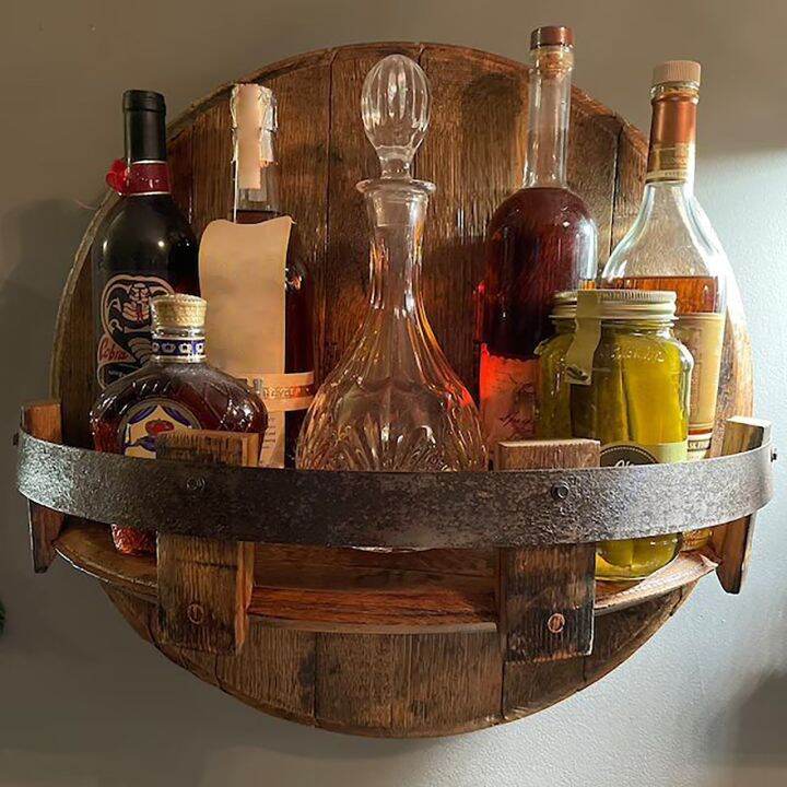 Hand Crafted Liquor Bottle Display Wall Mounted Vintage Wooden Whiskey