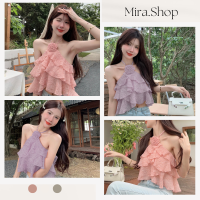 Mira_shop เสื้้อคล้องคอ ดอกไม้ มาใหม่พร้อมส่ง 6773#